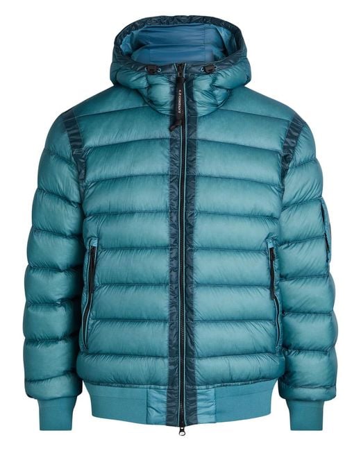 C P Company Blue D.D. Shell Hooded Quilted Jacket for men