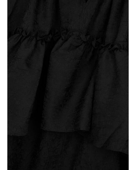 Ganni Black Tiered Georgette Mini Dress