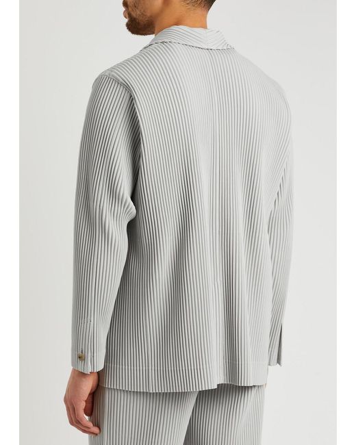 Homme Plissé Issey Miyake Gray Pleated Jersey Blazer for men