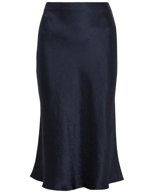 Vince Blue Hammered Satin Skirt