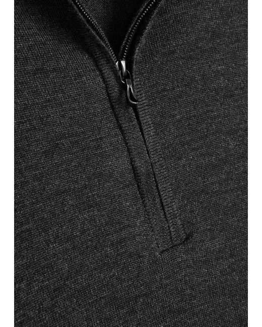 John Smedley Black Petworth Charcoal Wool Cardigan for men