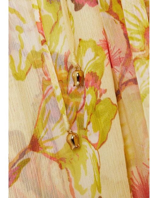 Zimmermann Metallic Matchmaker Floral-print Georgette Midi Dress