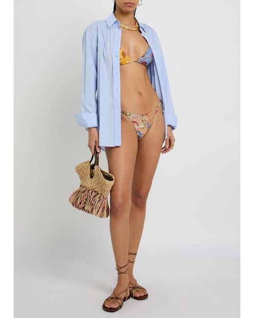 Zimmermann White Patience Spliced Printed Bikini