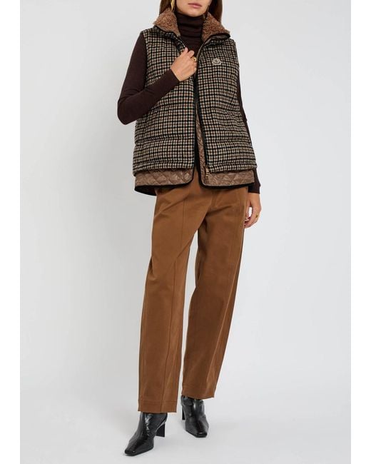 Moncler Brown Touvet Houndstooth Quilted Wool-Blend Gilet