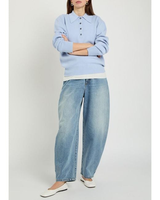 Rohe Blue Compact Wool And Cashmere-Blend Polo Top