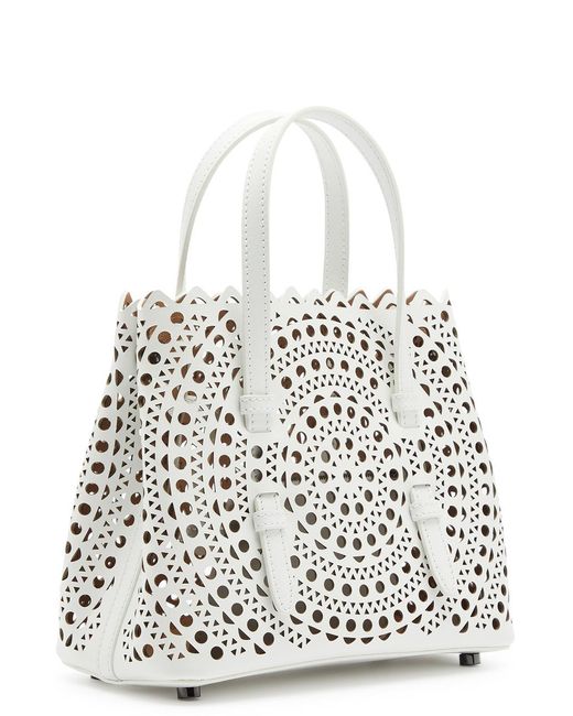 Alaïa White Alaïa Mina 20 Leather Top Handle Bag