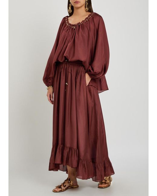 Zimmermann Aster Gathered Silk Blouse