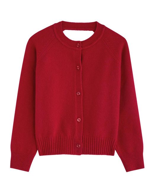Simone Rocha Red Open-Back Wool-Blend Cardigan