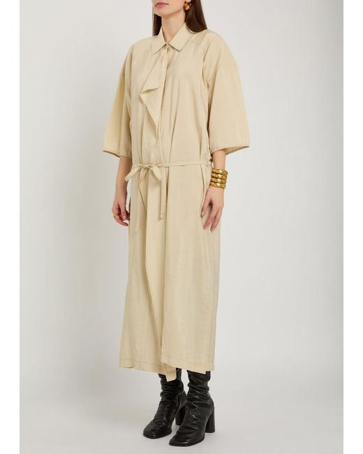 Lemaire Natural Belted Brushed Silk-Blend Midi Shirt Dress