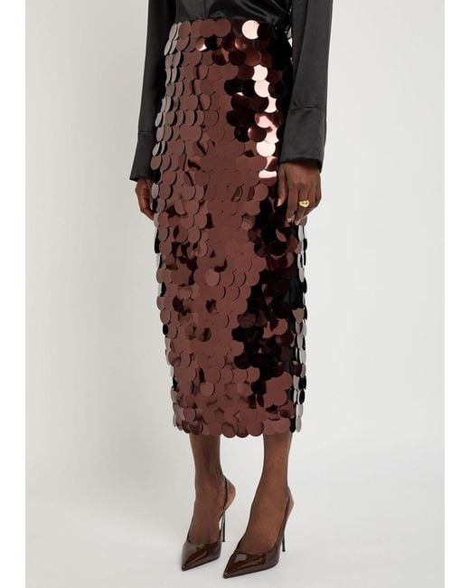 Roksanda Brown Halin Embellished Midi Mesh Skirt