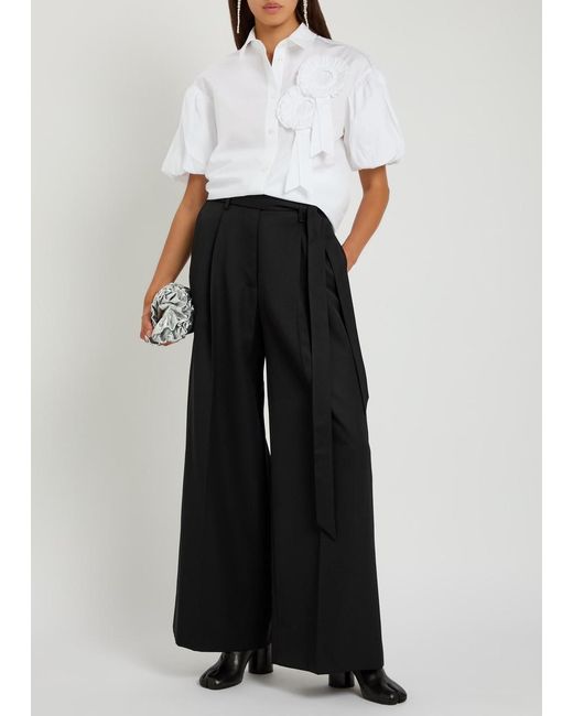 Simone Rocha Black Belted Wide-Leg Trousers