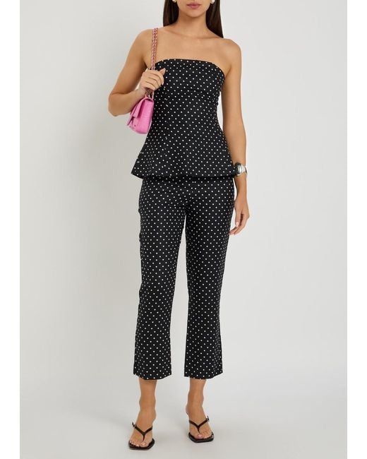 Faithfull The Brand Black Iria Polka Dot Linen Capri Trousers