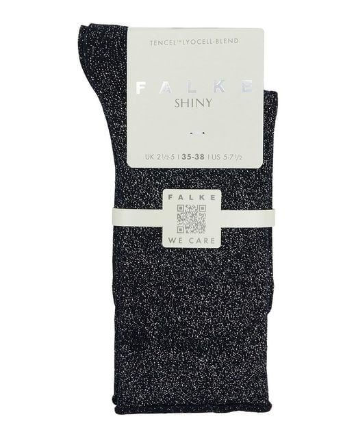 Falke Black Shiny Metallic-weave Socks
