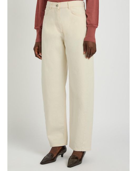 Another Tomorrow Natural Curved Barrel-Leg Jeans