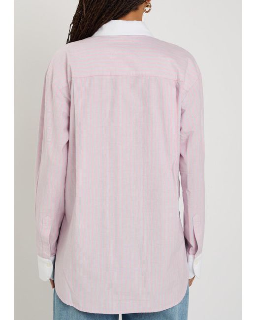 Mother Pink The Room Frenchie Striped Cotton Shirt