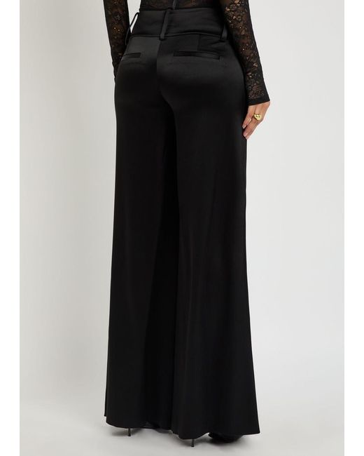 Alice + Olivia Blue Olivia Wide-Leg Satin Trousers