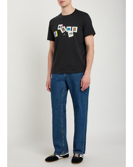Paul Smith Black Slides Printed Cotton T-Shirt for men