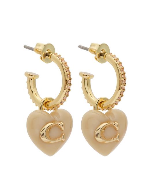 COACH Metallic Heart Hoop Earrings