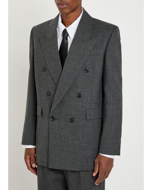 Saint Laurent Black Double-Breasted Wool Blazer for men