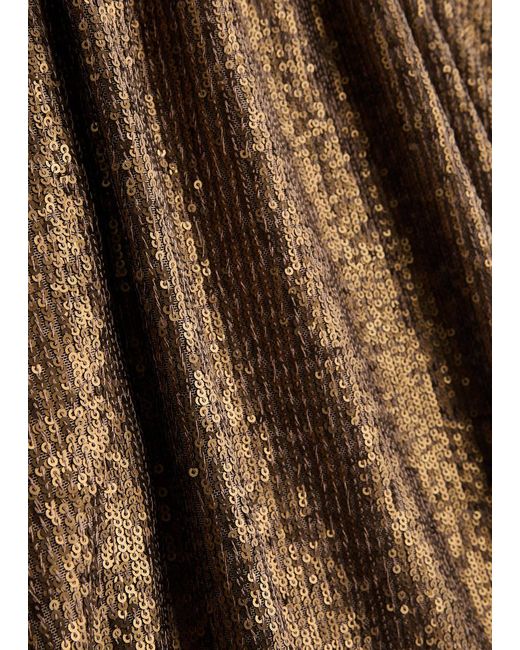 Norma Kamali Brown Sequin-Embellished Stretch-Tulle Coat