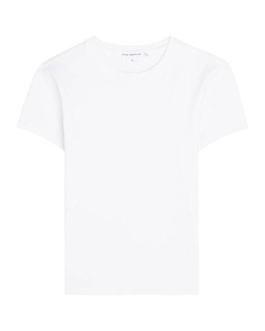GOOD AMERICAN White Stretch-Cotton T-Shirt