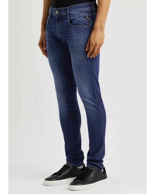 Replay Anbass Hyperflex Slim-leg Jeans in Blue for Men | Lyst