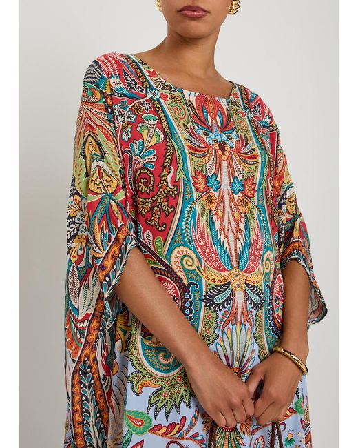 Etro Multicolor Printed Crepe Midi Beach Dress