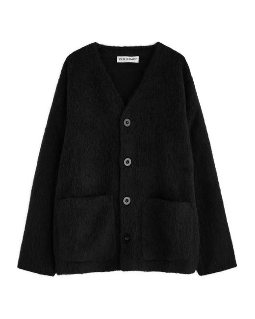 Our Legacy Black Brushed Wool-Blend Cardigan for men