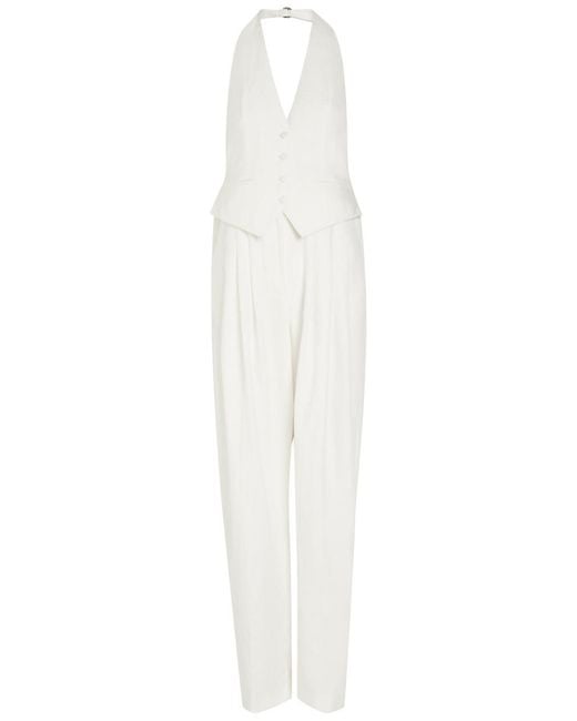 Ronny Kobo White Rex Tailored Woven Jumpsuit