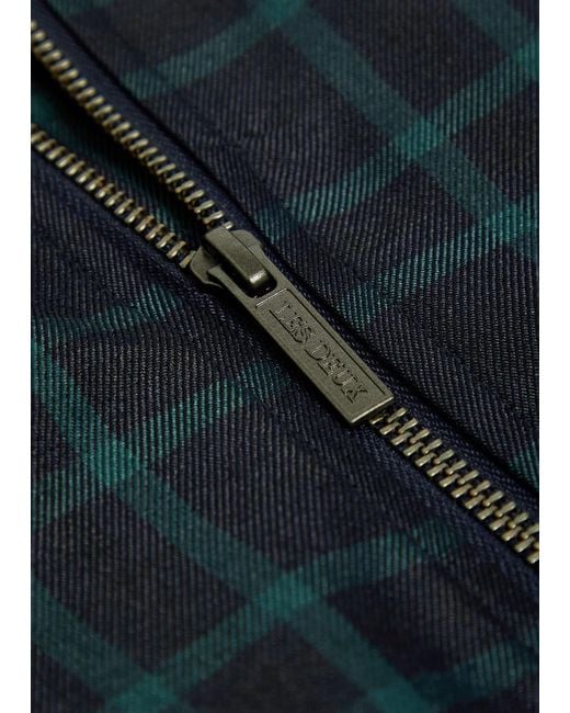 Les Deux Blue Como Coach Checked Twill Jacket for men