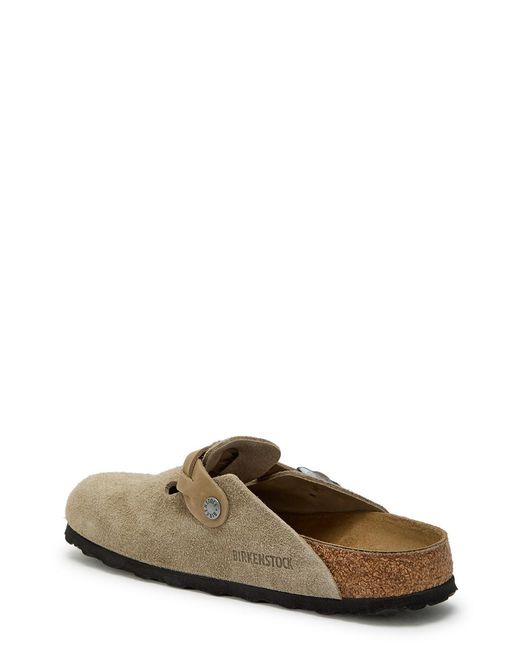 Birkenstock Brown Boston Braided Brushed Suede Clogs