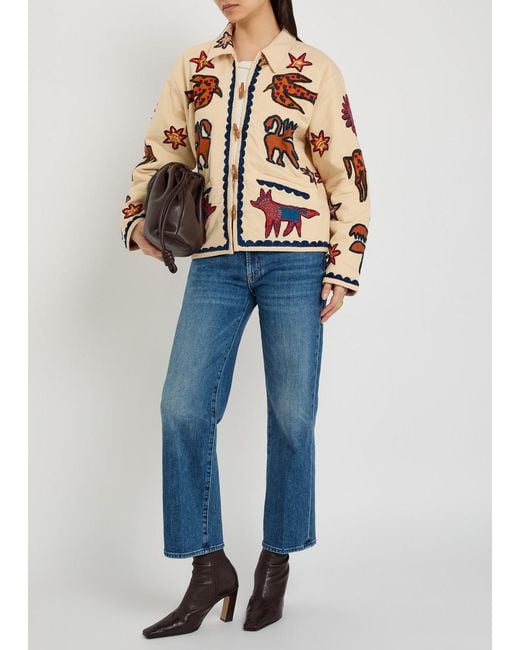 Mother Blue The Mid Rise Rambler Slim Straight-Leg Stretch-Denim Jeans