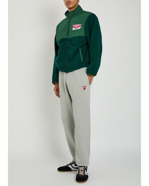 CHERRY LA Green Racing Appliquéd Panelled Fleece Jacket for men