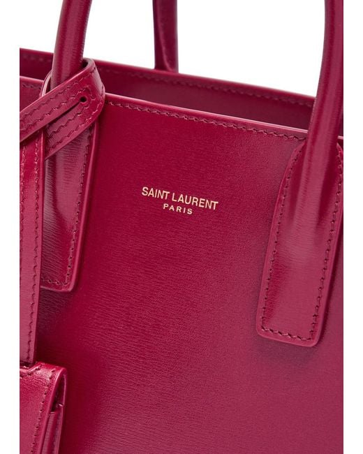 Saint Laurent Red Sac De Jour Nano Leather Top Handle Bag