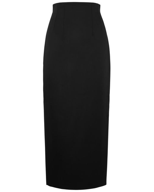 Khaite Black Loxley Satin Midi Skirt