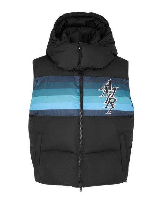 Amiri Black Quilted Striped Shell Gilet for men