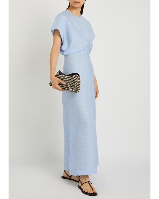 Totême Blue Plissé Woven Midi Dress