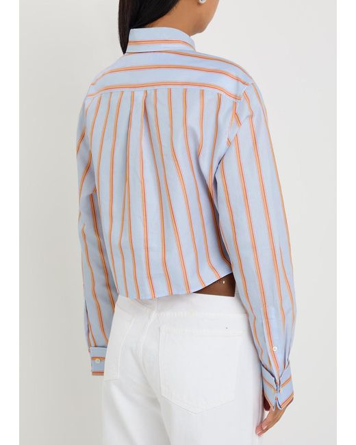 J.W. Anderson White Striped Cropped Cotton-Poplin Shirt