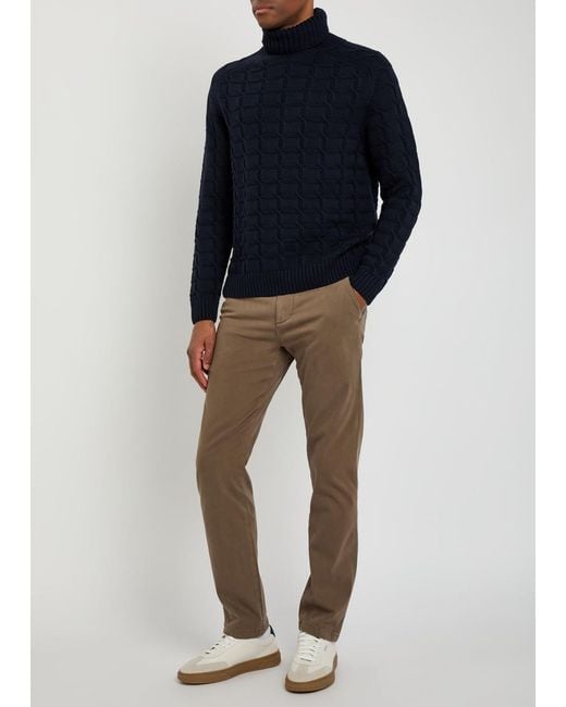 7 For All Mankind Natural Slimmy Chino Cotton-Blend Trousers for men