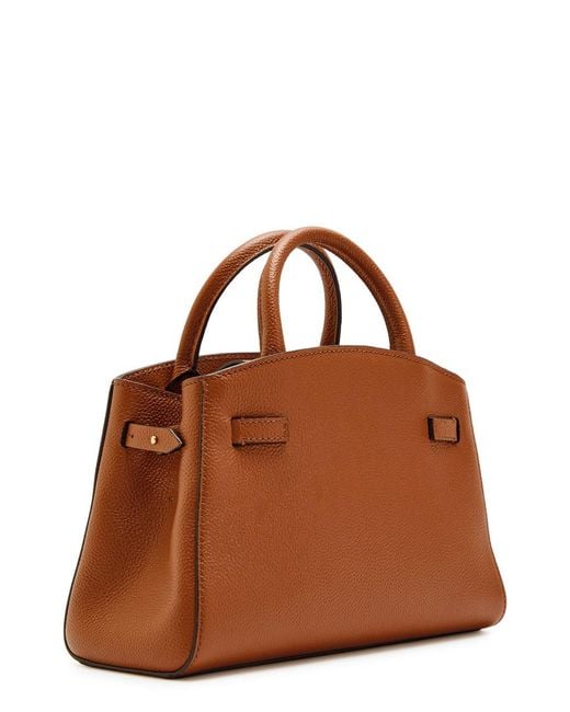 DeMellier London Brown The Small Hudson Grained Leather Top Handle Bag