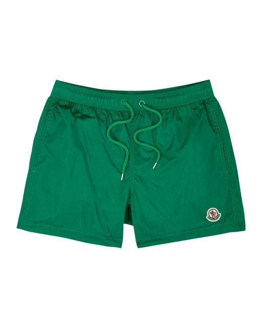 Moncler Green Logo Shell Swim Shorts for men