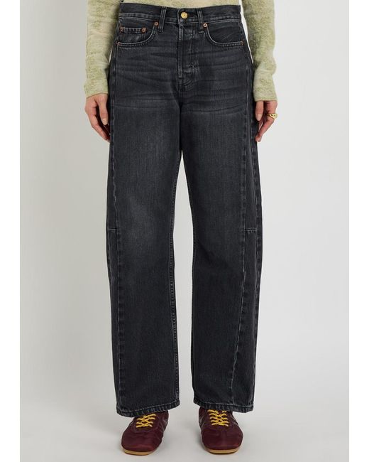 B Sides Blue Slim Lasso Structured Barrel-Leg Jeans