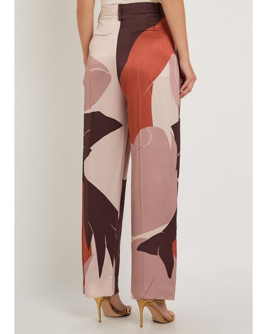 Victoria Beckham Red Cecilia Printed Satin Trousers