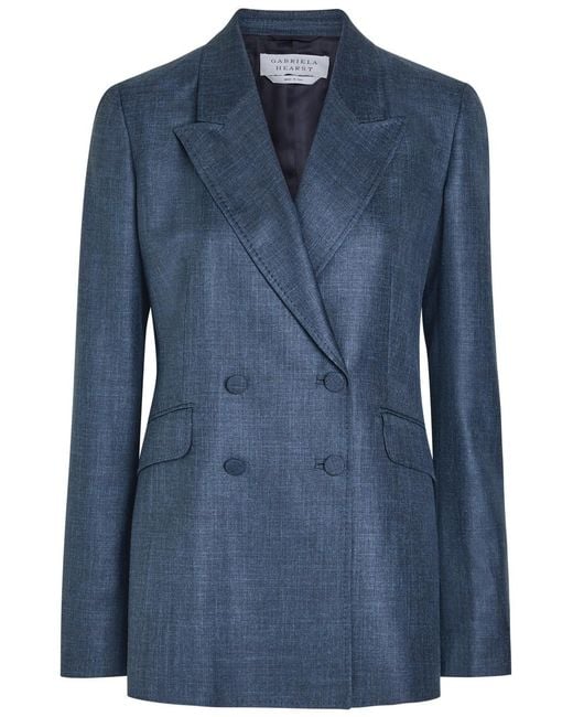 Gabriela Hearst Blue Angela Double-Breasted Wool And Silk-Blend Blazer