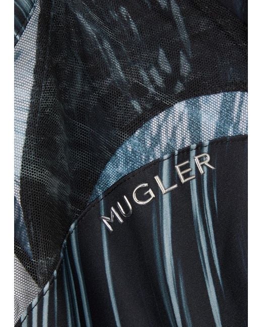 Mugler Black Printed Panelled Stretch-jersey Bodysuit