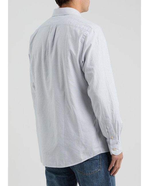 Paul Smith White Logo-Embroidered Striped Cotton Shirt for men