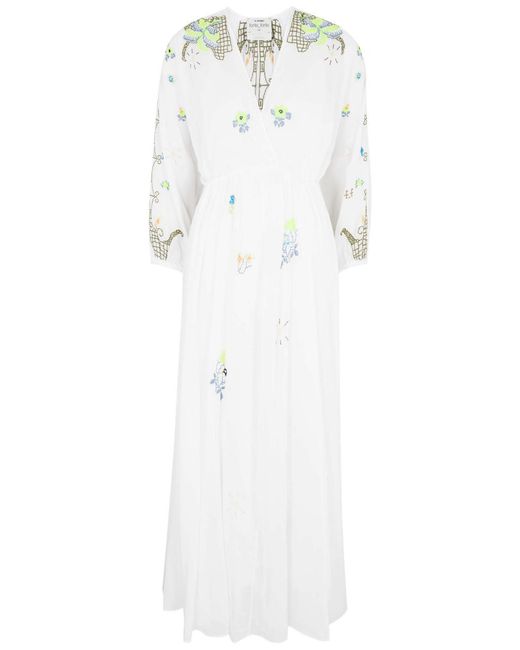 Forte Forte White Eden Embroidered Cotton-Voile Maxi Dress