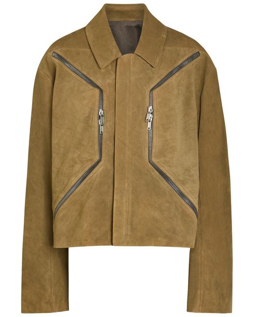 Rick Owens Green Heizer Suede Jacket