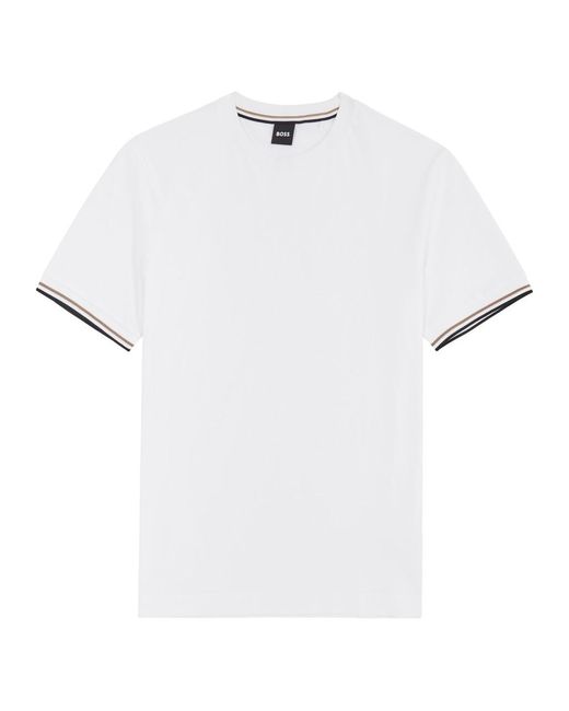Boss White Cotton T-Shirt for men