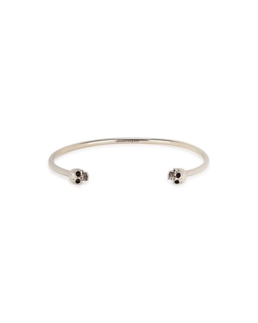 McQueen Metallic Twin Skull Cuff Bracelet for men